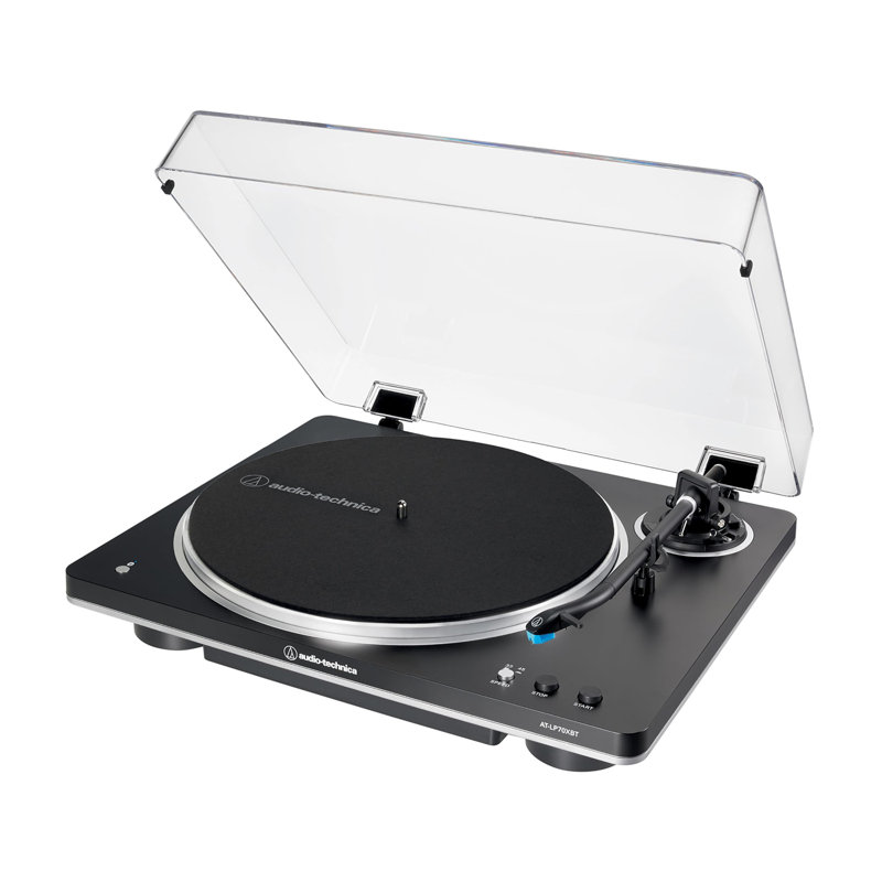 Audio-Technica AT-LP70XBT Bluetooth Fully Automatic Belt-Drive Turntable (Black/Silver), Black/Silver