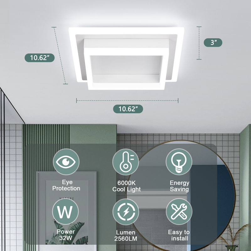 Plafonnier DEL carré moderne, luminaires de couloir
