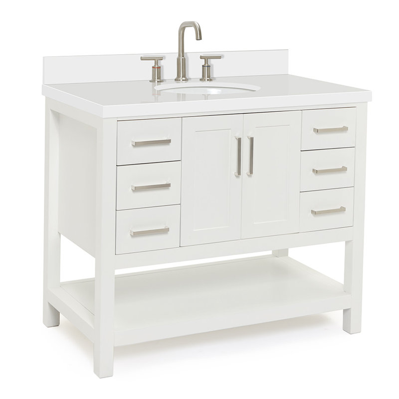 Ensemble de meuble-lavabo simple 43 po Magnolia, Blanc, Oval