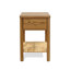 Table de chevet familiale avec bords arrondis et tablette de rangement en jute