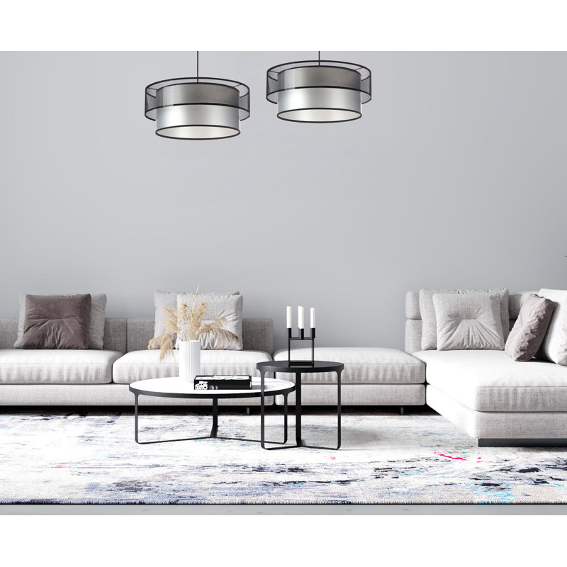 Kawamoto 1 - Light Silver Drum Pendant, Silver