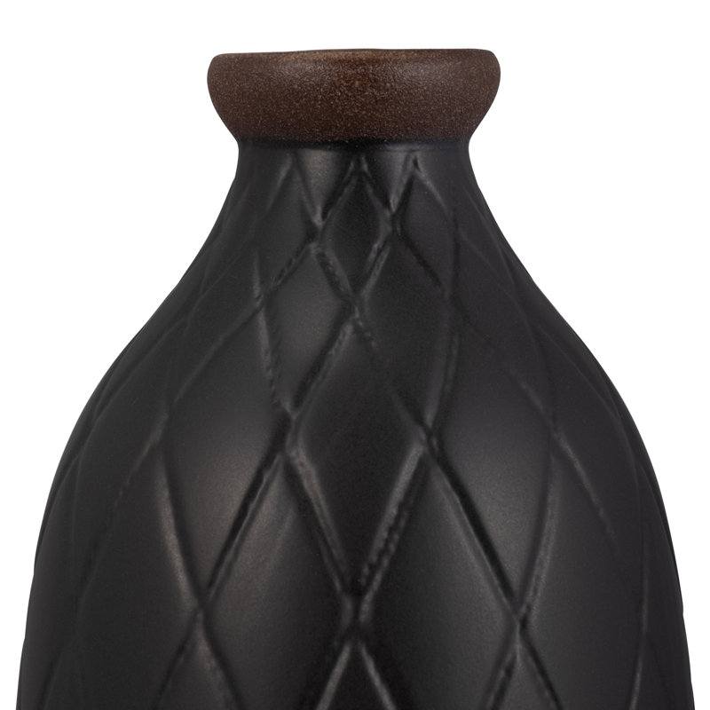 Vase de table décoratif en céramique texturée pour décoration intérieure - Vase à motif à carreaux, H 16 po x l 7 po x P 7 po