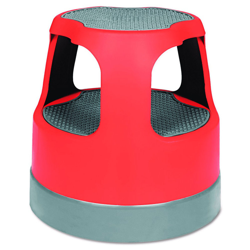 Red High-Density Plastic Rolling Step Stool with Casters