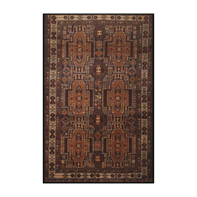 Tapis brun/noir/crème traditionnel