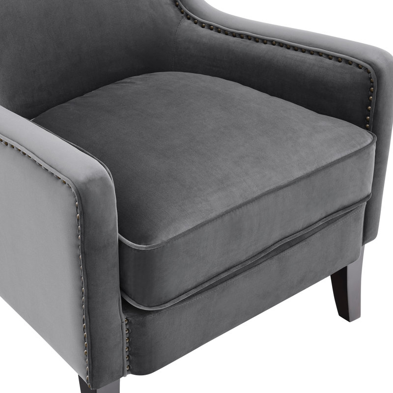 Velvet Armchair, Feather Grey