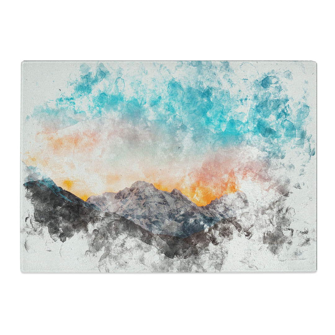 Tempered Glass Sunrise over a Mountain Chopping Board
