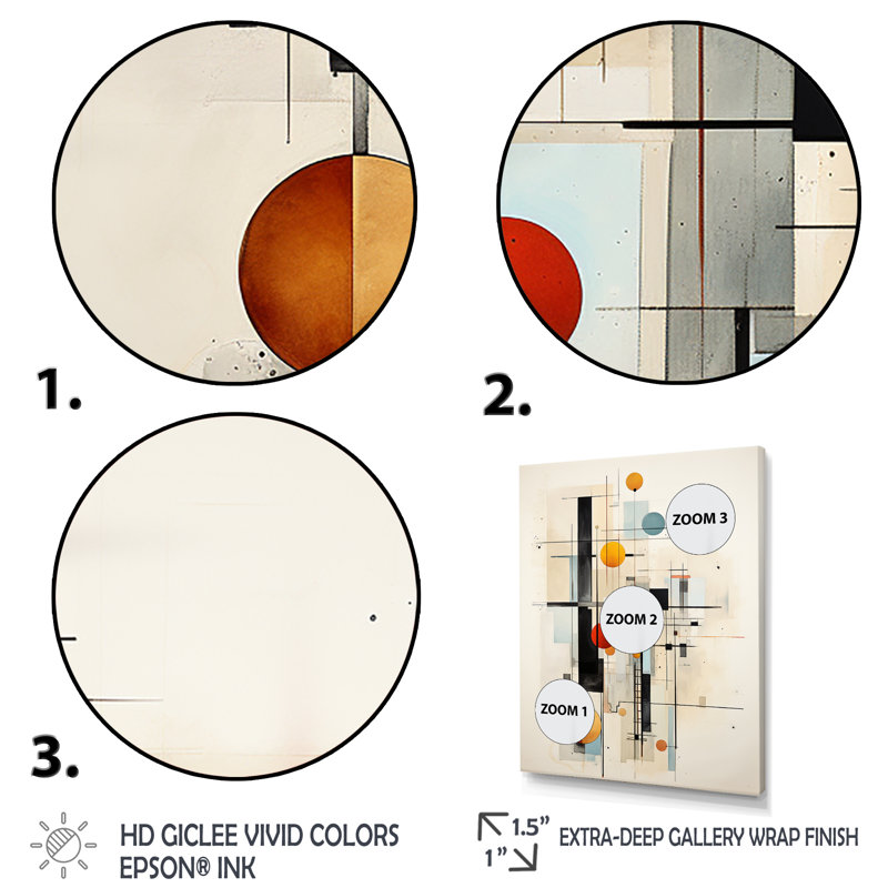 «Winvian Beige Blue Supreme», impression géométrique sur toile, Encadrement doré, H 32 po x l 16 po x P 1 po