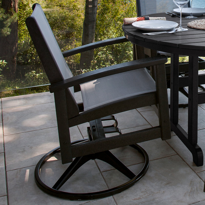 Chaise berçante pivotante POLYWOOD Coastal, Métallique, Noir texturé / noir