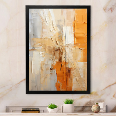 «Glam Orange Beige Collage IV», reproduction d'art sur toile encadrée