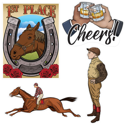  - Vintage Horse Racing Cutouts - 12 Pieces