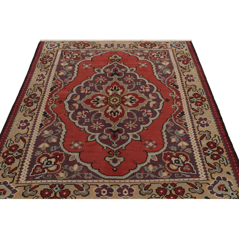 Wool Floral Area Rug in Red/Brown