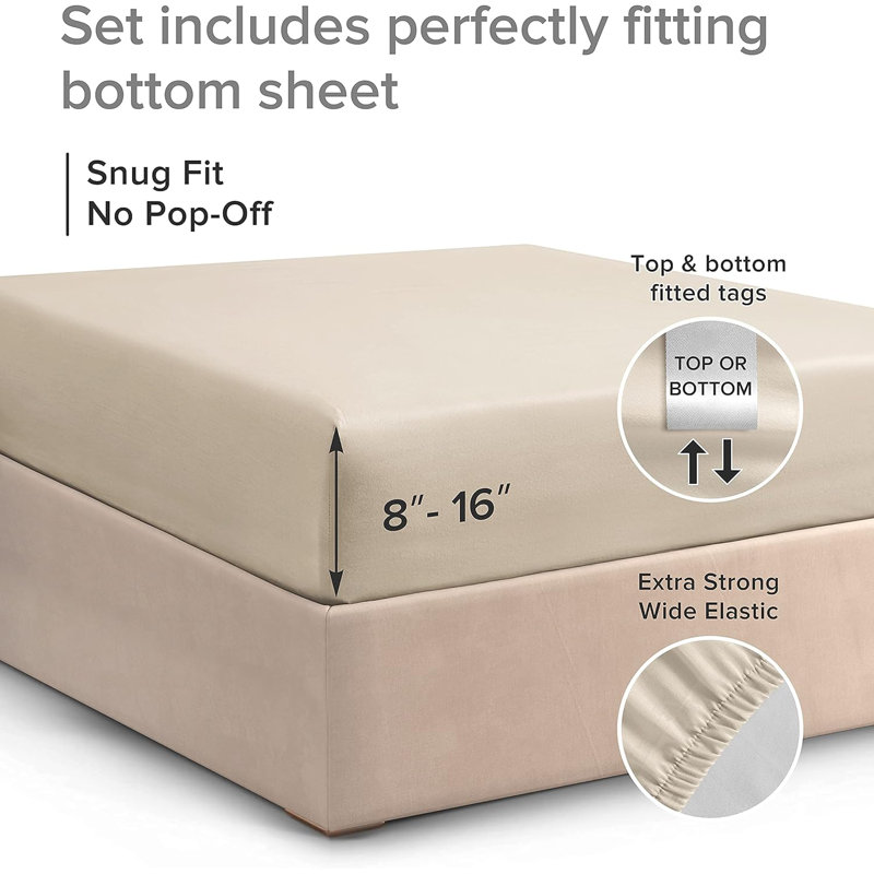 Fitted Sheet Only, Soft Cooling Bed Sheet, Breathable Hotel Luxury Bedding, Deep Pocket 8–16 Inch Mattress Fit, Cream, Full
