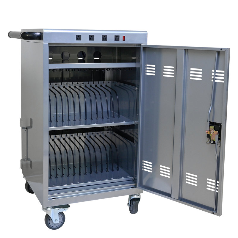 Chariot de chargement mobile et armoire pour tablettes 35 ordinateurs portables, Argent