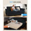 Canapé-lit en lin 81 po avec matelas en mousse à mémoire de forme, gris foncé-511028451-511028461
