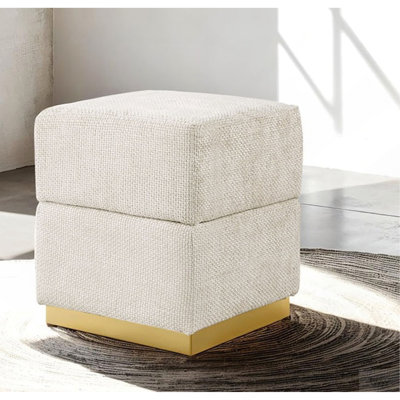 Tabouret d'appoint avec compartiment de rangement beige