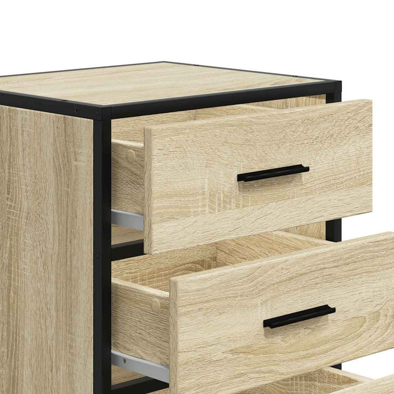 40cm W Metal Bedside Table, Sonoma Oak