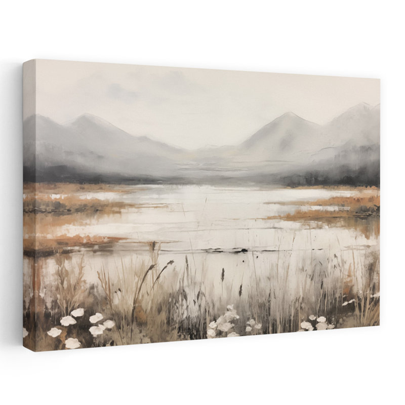 «Bright Waters Tranquil Abstract Contemporary Art», H 32 po x l 48 po