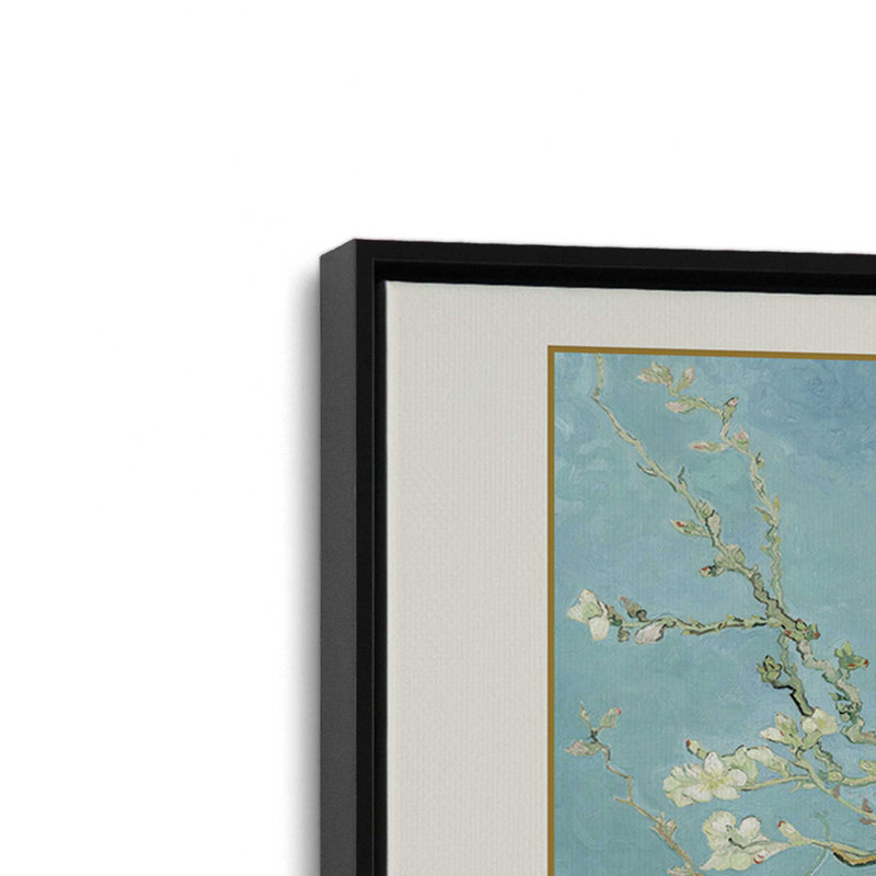 Fleur d'amandier de Van Gogh, H 32,75 po x l 48,75 po, Cadre flottant noir satiné