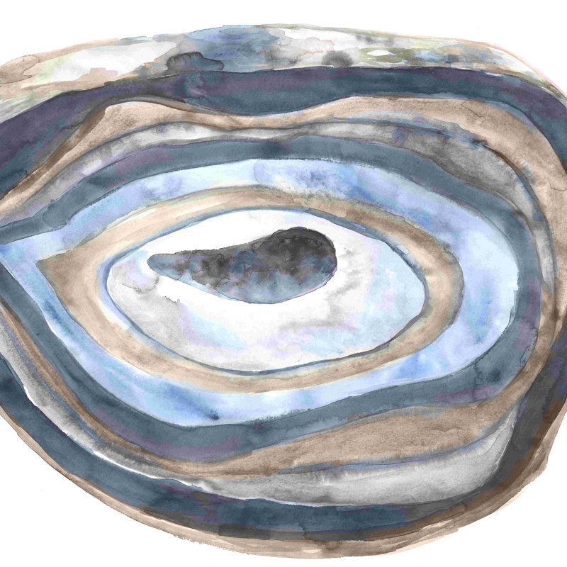 «Watercolor Blue Agate Slice», impression sur toile tendue, H 12 po x l 12 po