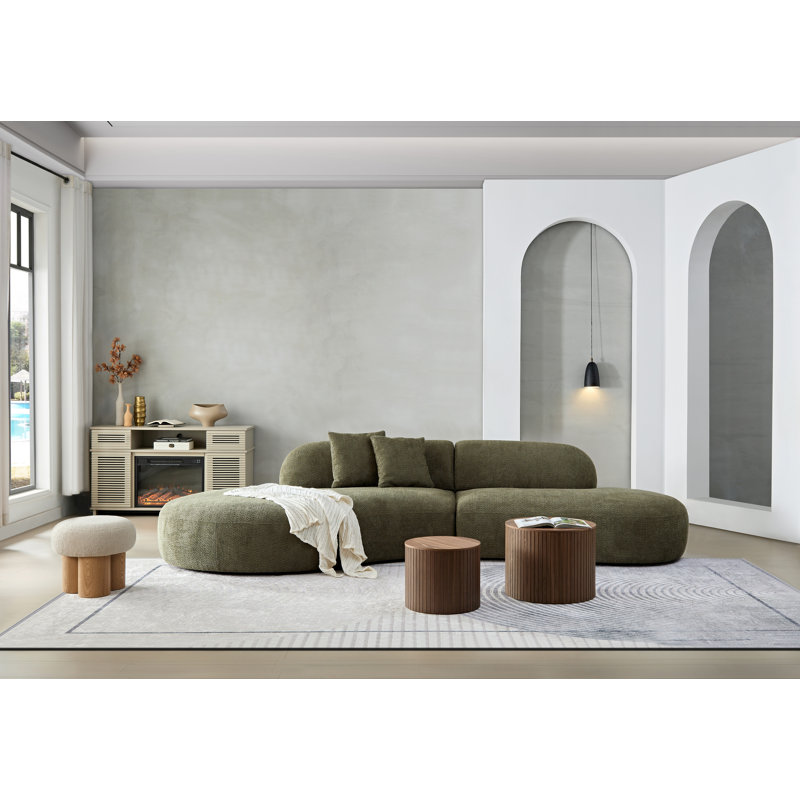 135‘’Curved Upholstered Sectional Sofa, Multiple Seating Positions, Fabric Upholstery Couch For With Pillows For Living Room Office,Apartment