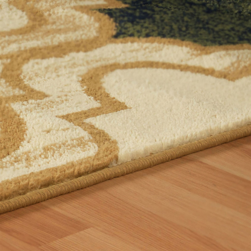 Tapis crème tissé à la machine à motif de quadrilobe 5 pi x 8 pi
