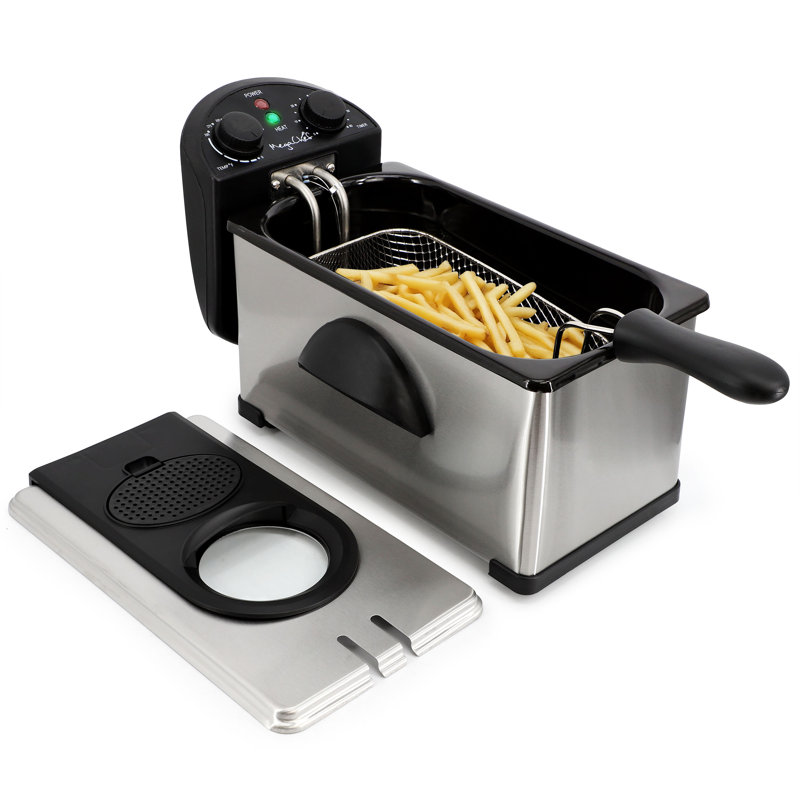 Friteuse électrique en acier inoxydable avec minuterie de 3,17 pintes MegaChef