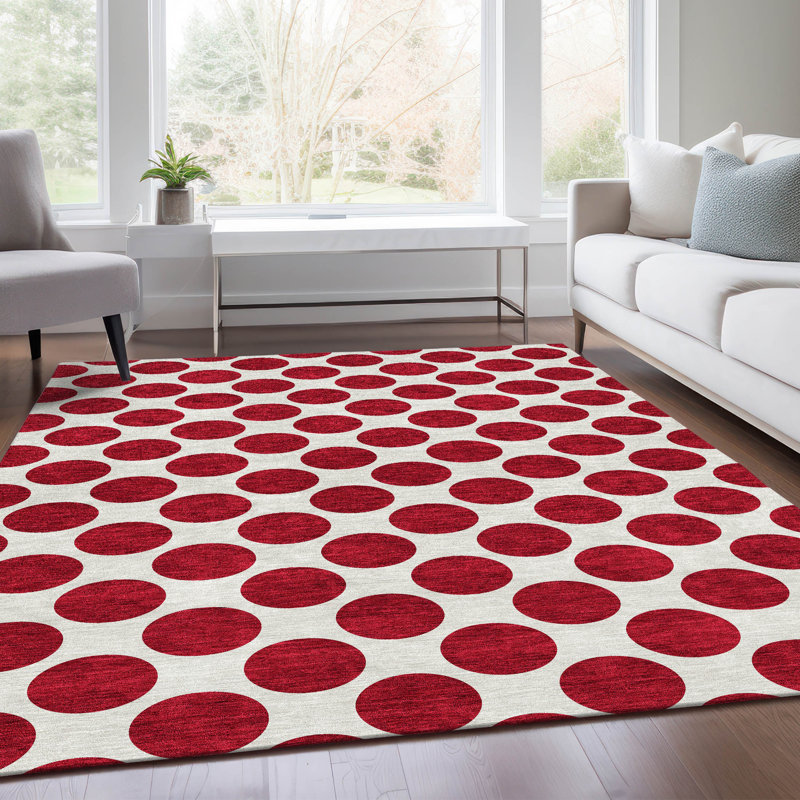 Premium Machine Washable Prisco Red Rug, Rectangle 8' x 10'