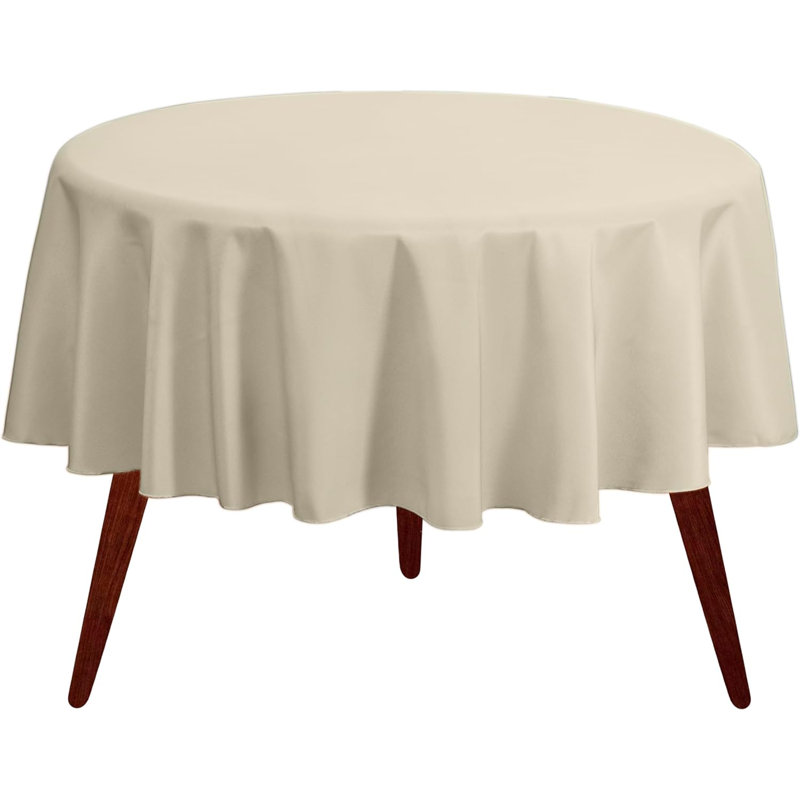 Ambee Round No Pattern Polyester Tablecloth, 70" Round, Ivory