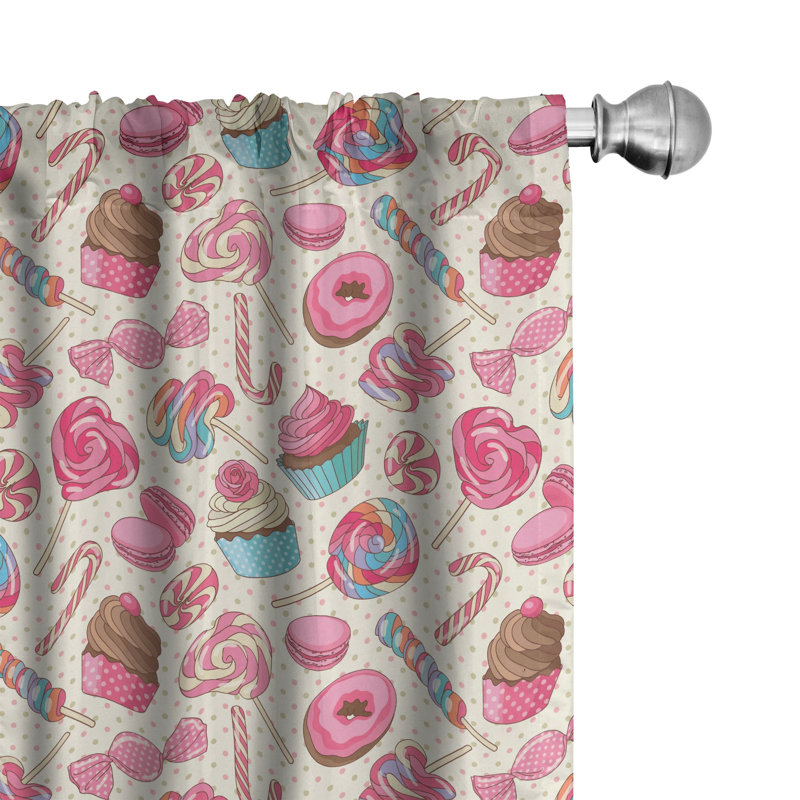 Polka Dots Semi-Sheer Rod Pocket Curtain Panels, 28" x 84"