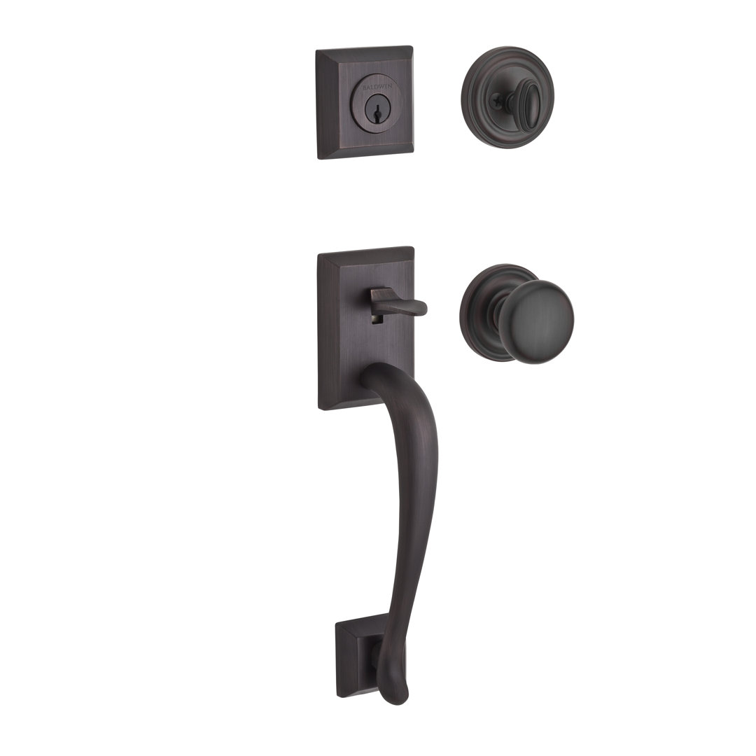 Napa Handleset with Single Cylinder Deadbolt and Round Door Knob and Traditional Round Rosette Baldwin 