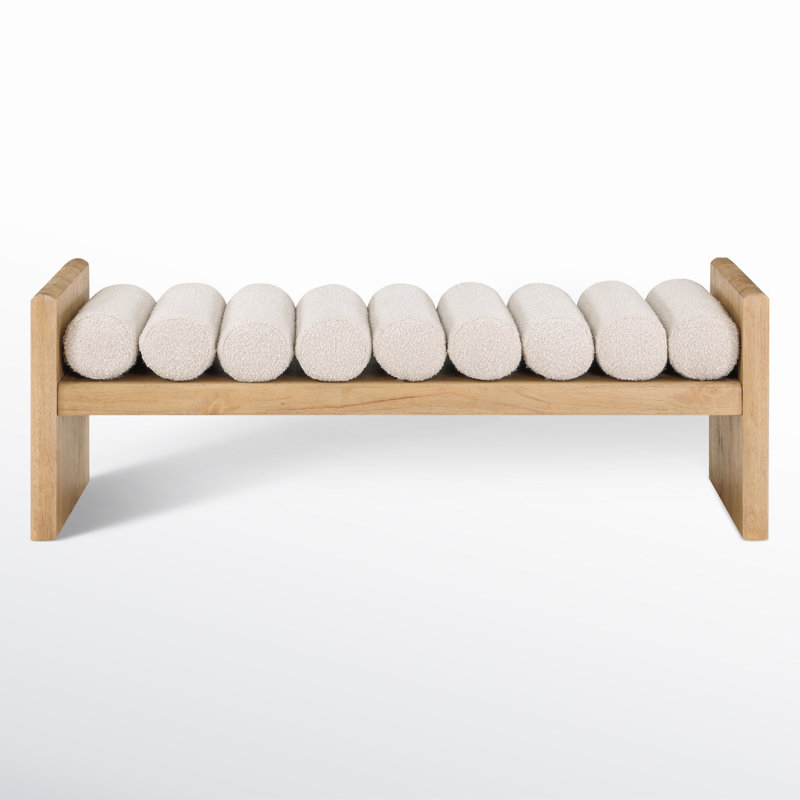 Latitude Run Reeves Boucle Wood Bench - Modern Seating