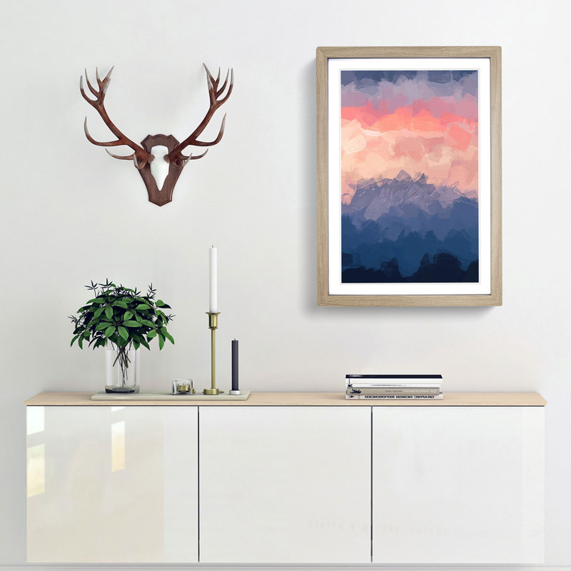 Swiss Mountain in Abstract - Framed Print, 87cm H x 62cm W x 2cm D, Oak Framed