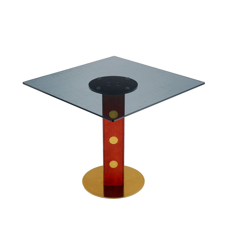 Table de salle à manger carrée avec plateau en verre trempé, Black, Glass