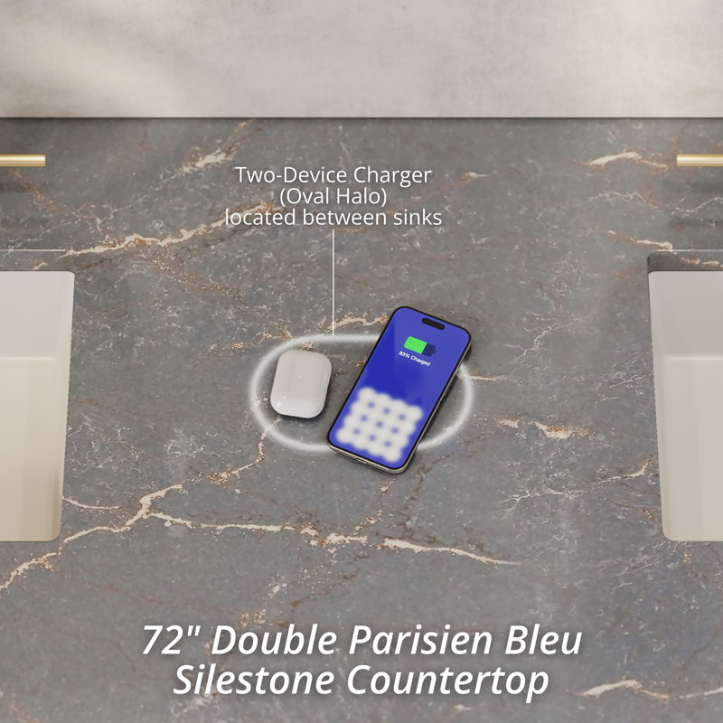 Brittany 72'' W Double Vanity, Parisien Bleu, Black Onyx