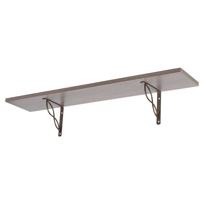 Amruth Bracket Shelf, Anthracite Oak, 2cm H x 90cm W x 18cm D