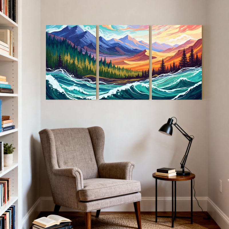 Ensemble de 3 impressions d'art sur toile, H 30 po x l 60 po