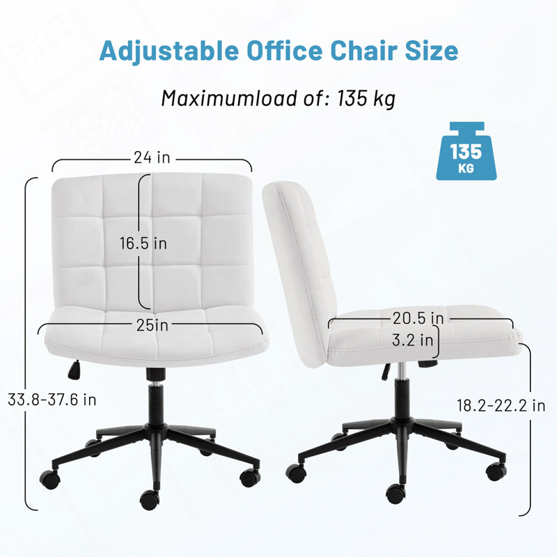 Chaise de bureau pivotante Deondrae, Cuir, White