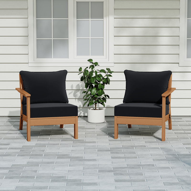 Deep Seating Set With Cushions, Teak, Black