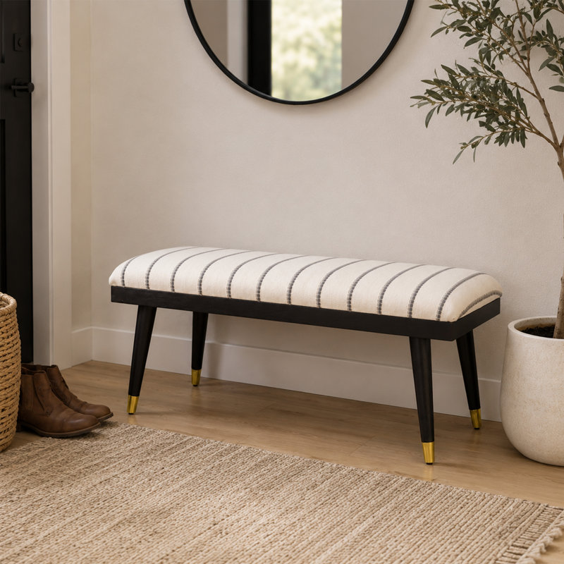 Conlan Upholstered Black and Cream Bench