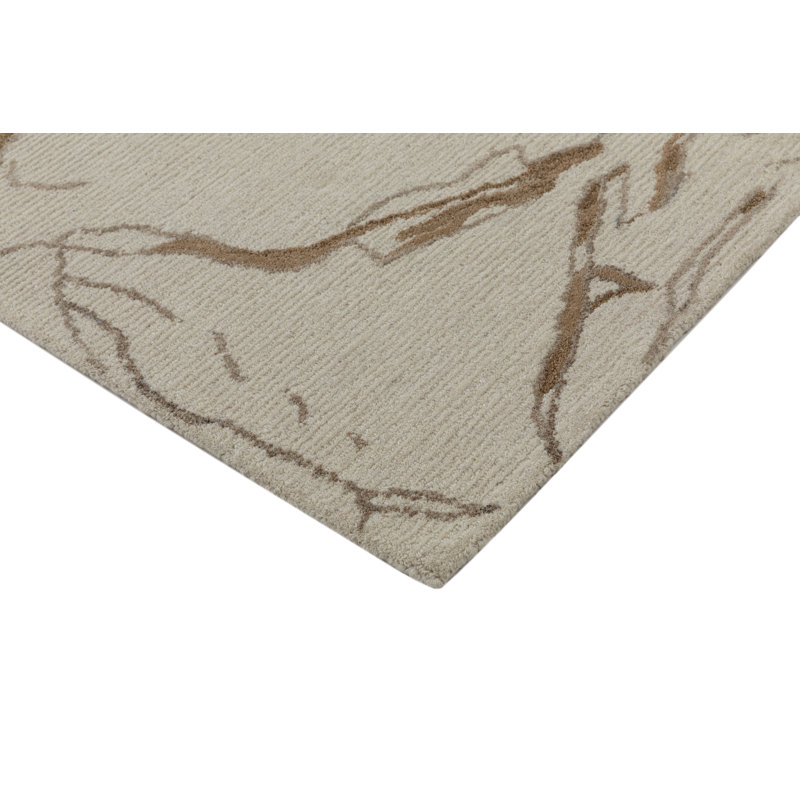 Dannie Ada Hand-Tufted Wool Abstract Area Rug, Rectangle 2' x 3', Ivory
