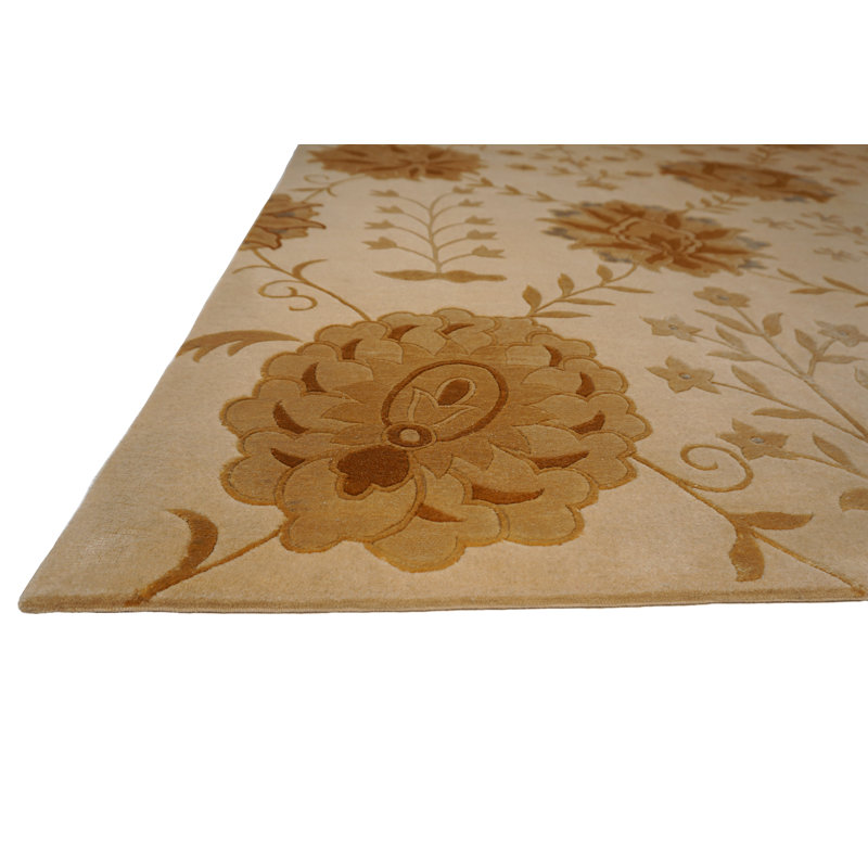 Tapis beige / doré à motif floral Concerto, Rectangle 4 pi x 6 pi