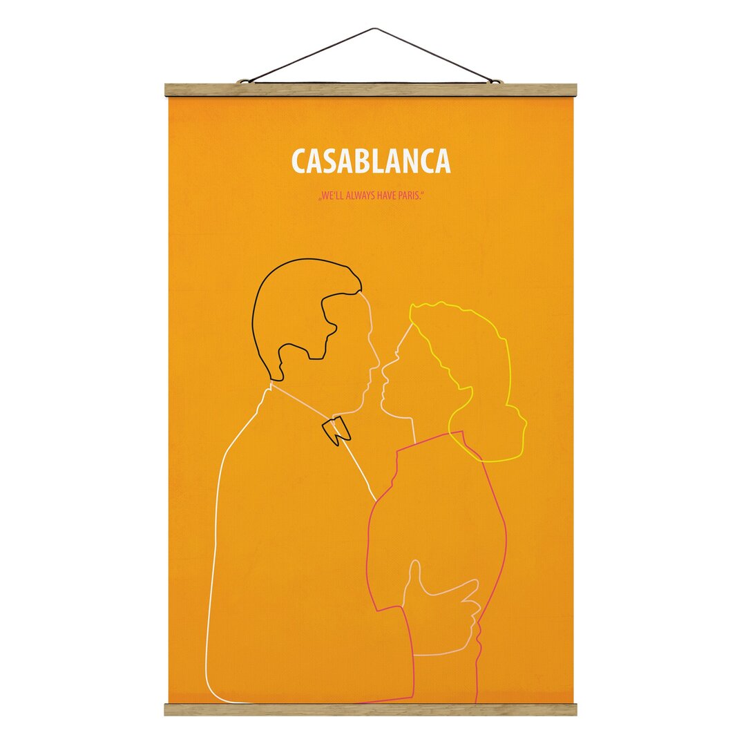 Stoffbild mit Plakatstreifen - Filmposter Casablanca - Portrait 3:2