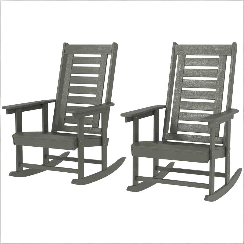 Ensemble de chaises berçantes d'extérieur, 2 pièces, Blanc