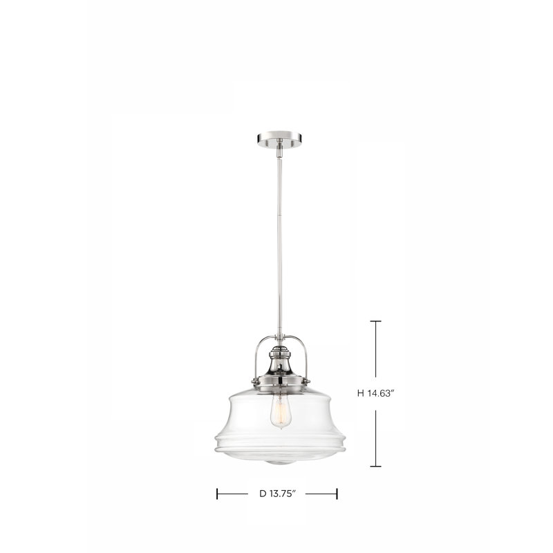 Luminaire suspendu simple à 1 lumière Elvis, Nickel poli