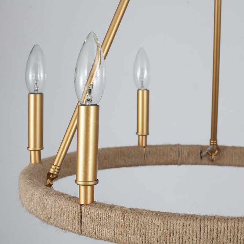 Hendon Dimmable Wagon Wheel Chandelier, Gold, 6 - Lights