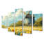 Tournesols au moulin à vent en été III - Art mural de tournesols - ensemble d'art mural traditionnel 5 pièces