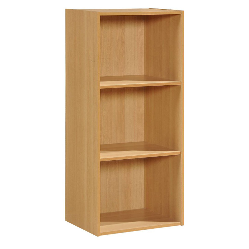 Tall Bookcase with Open Storage Bookshelf for Home or Office, Beech, (3 Shelves) 35.62"H x 15.9"W x 11.7"D