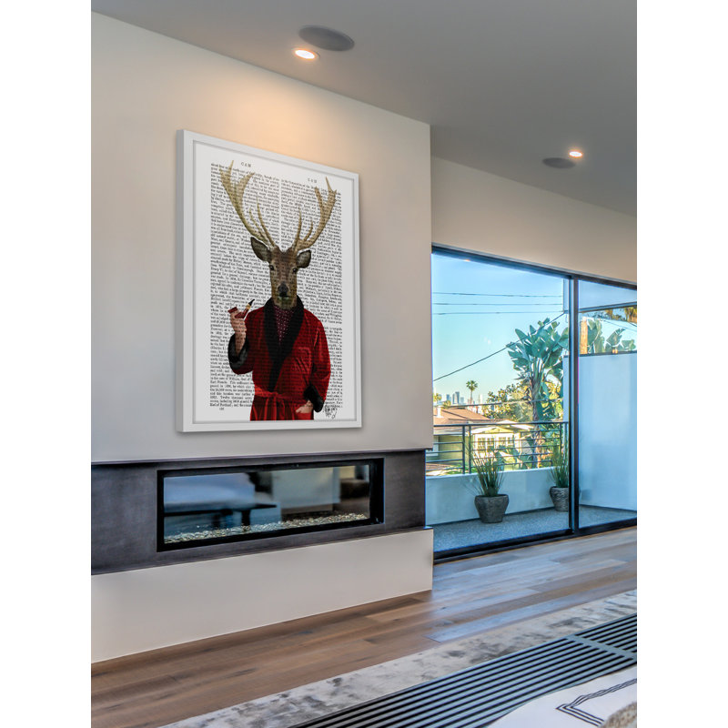 Brader «Deer in smoking vestes», reproduction d'art encadrée, H 18 po x l 12 po