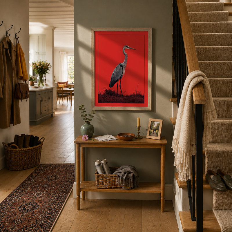 Solitary Heron Modern - Print, A1 - 84.1 x 59.4 cm, Oak