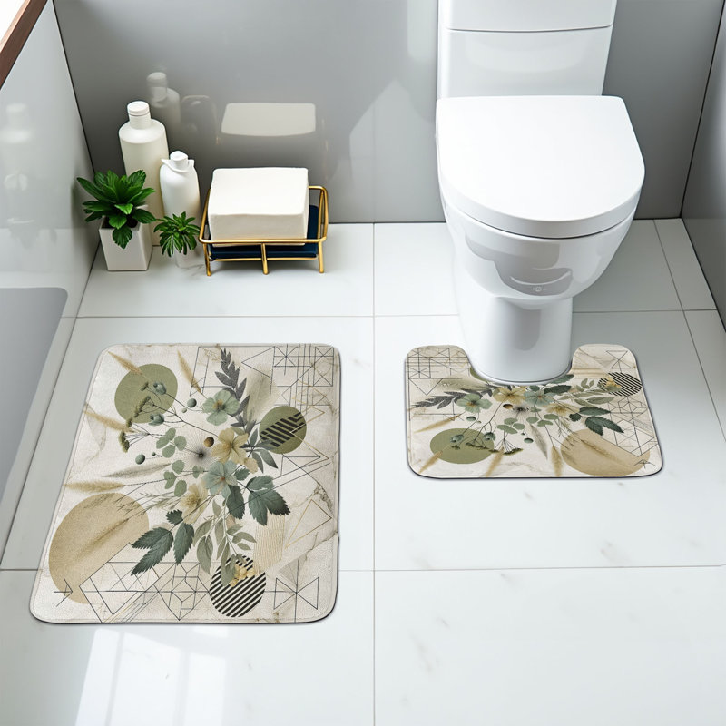  Ensemble de 2 tapis de salle de bain Mid Century